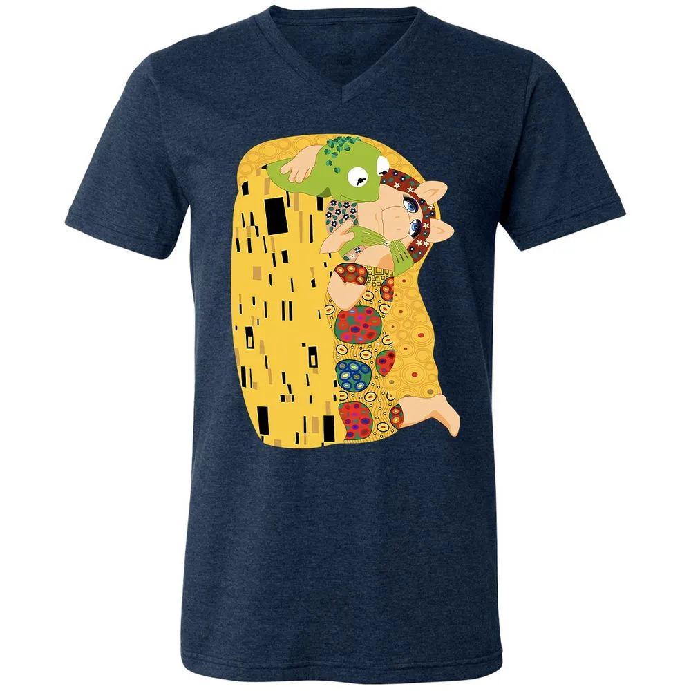 Unisex V-Neck T-Shirt - H1HMBCZ6 - Heather Navy - 15