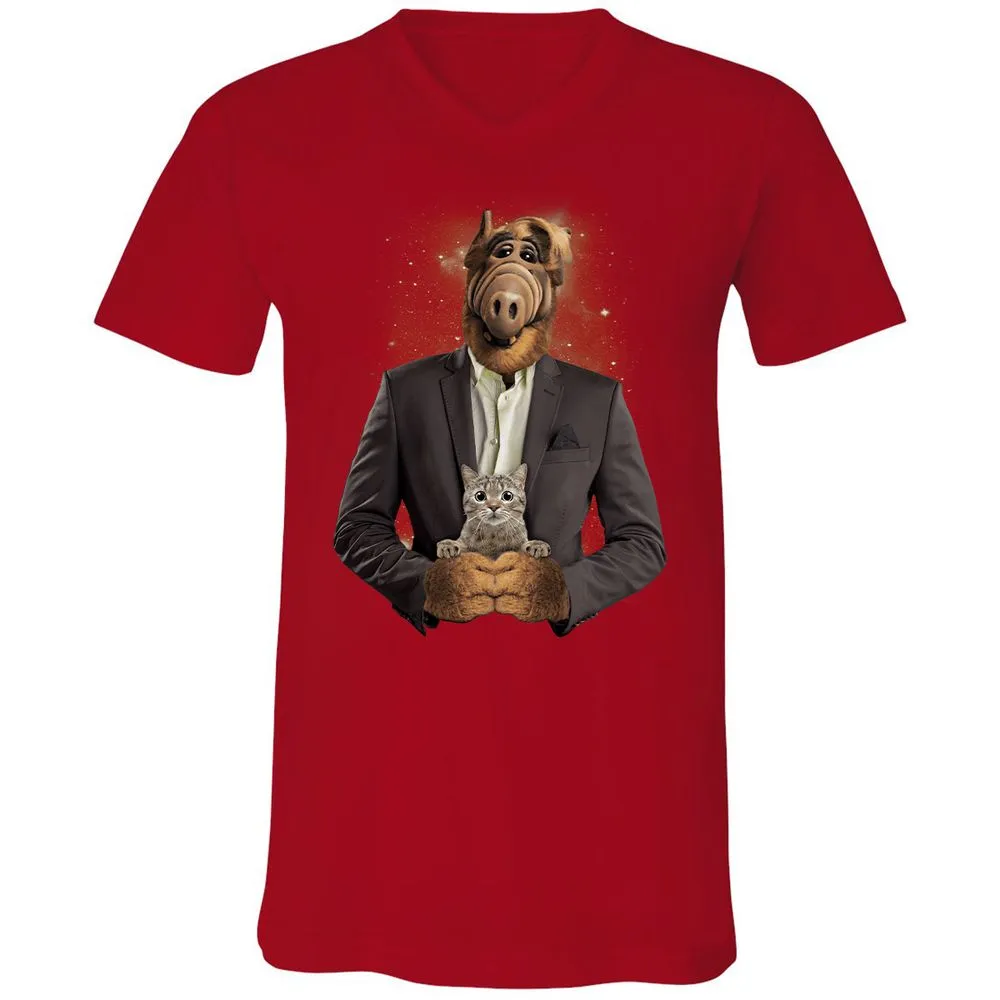 Unisex V-Neck T-Shirt - RHFGZGKW - Red - 3