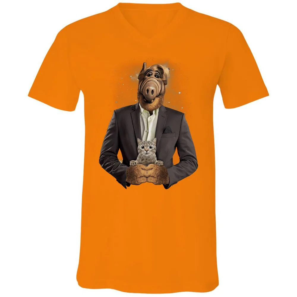 Unisex V-Neck T-Shirt - RHFGZGKW - Orange - 11