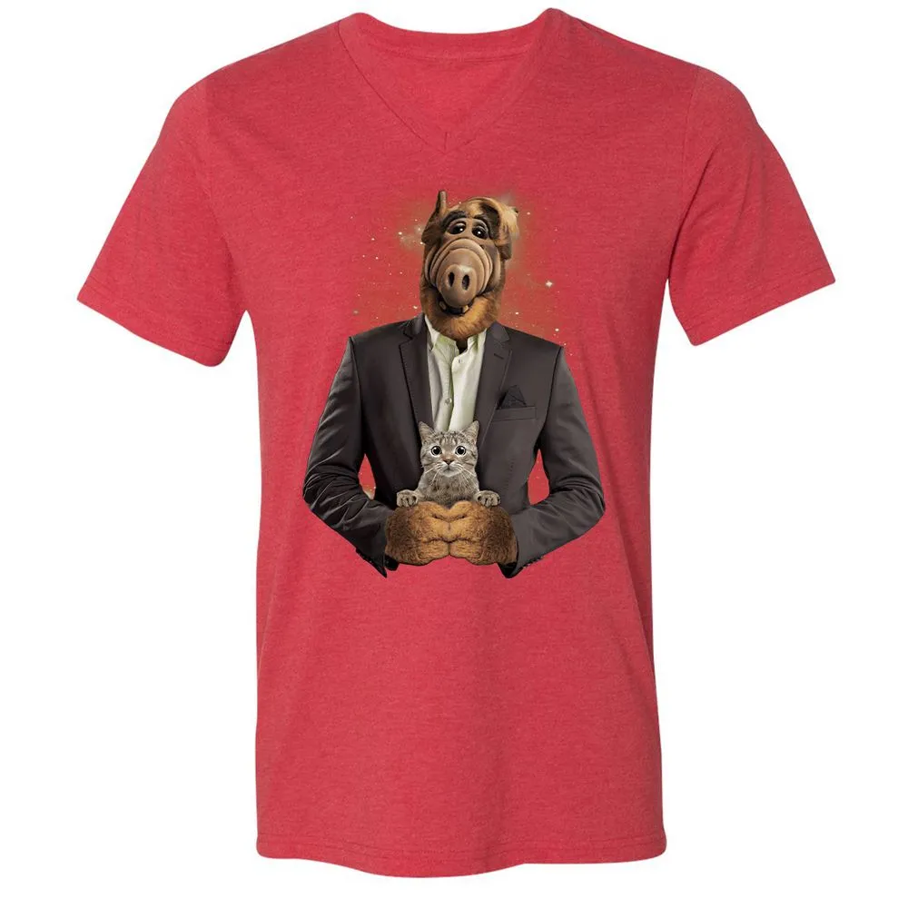 Unisex V-Neck T-Shirt - RHFGZGKW - Heather Red - 16