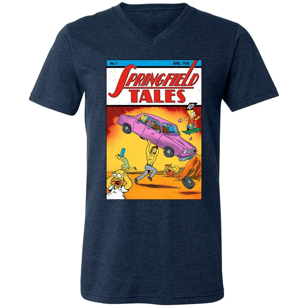 Unisex V-Neck T-Shirt - 7KMPH4NT - Heather Navy - 15