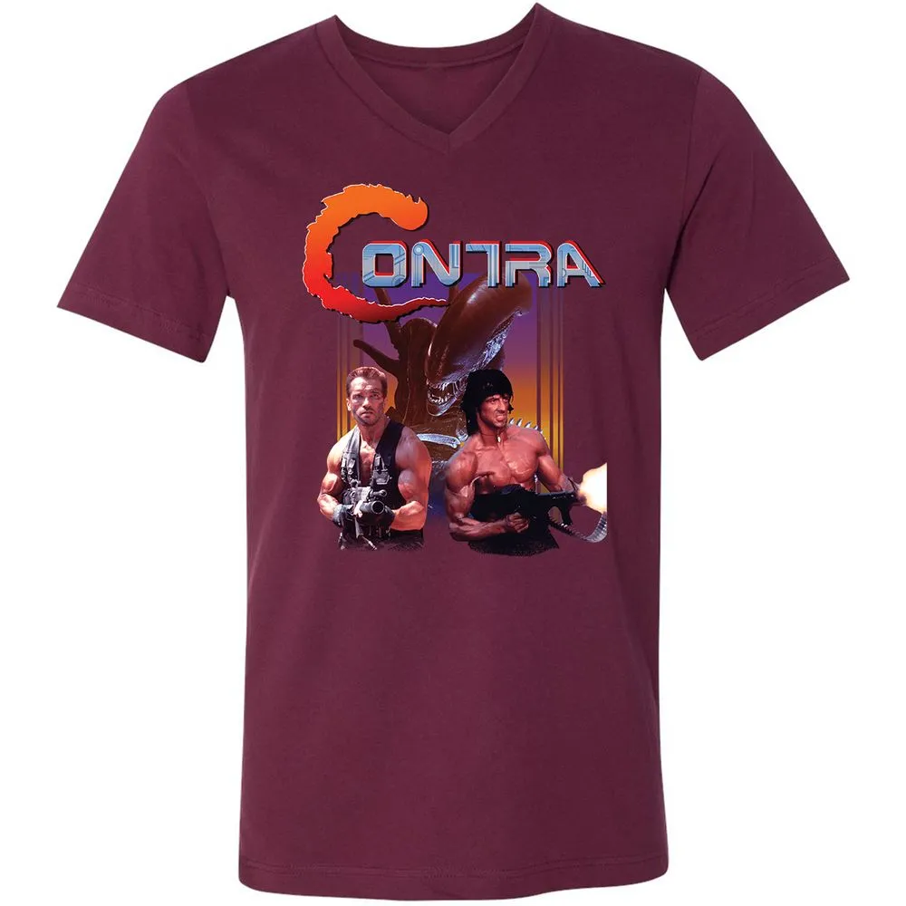 Unisex V-Neck T-Shirt - 7XXGMJAM - Maroon - 6
