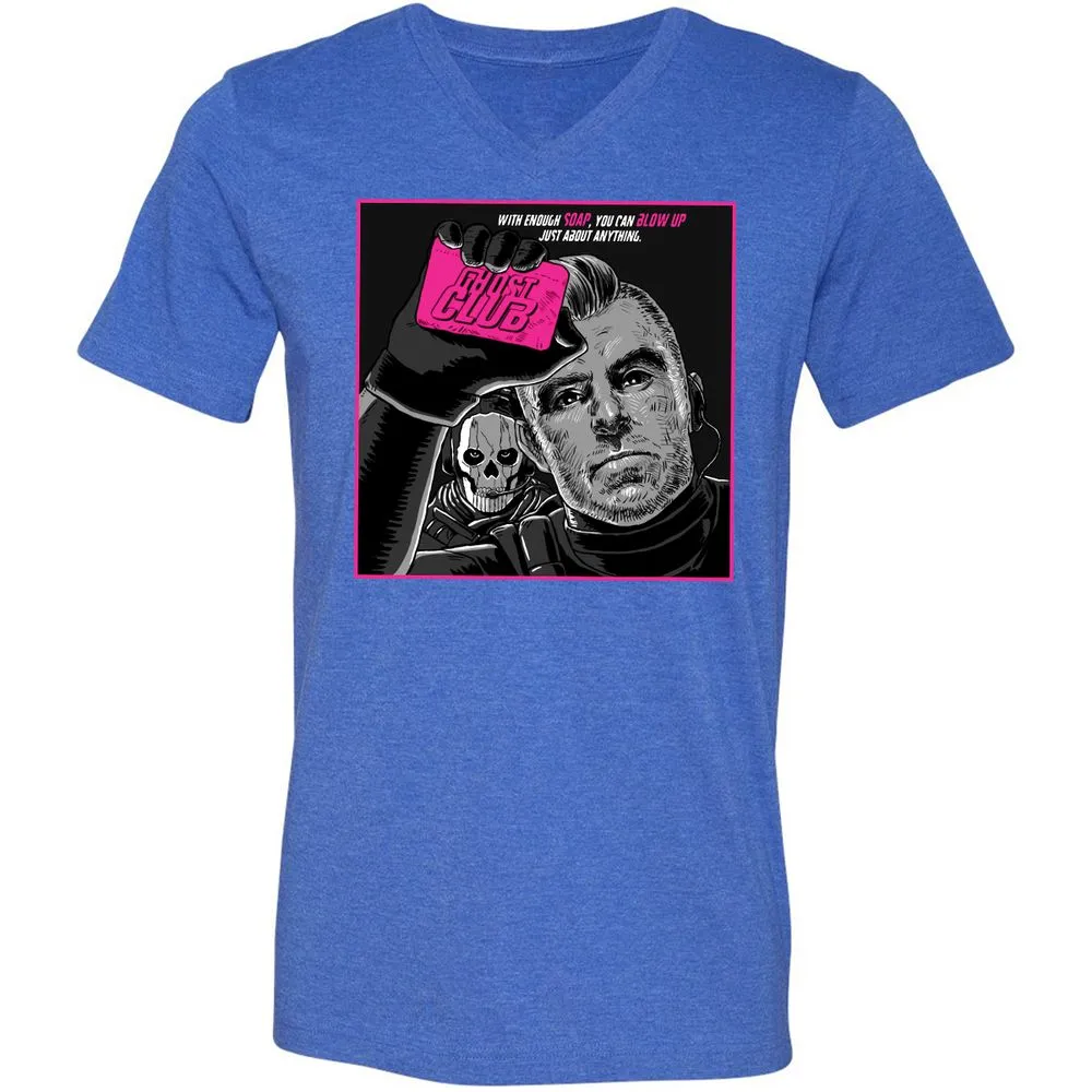 Unisex V-Neck T-Shirt - F7YR2FUA - Heather True Royal - 14