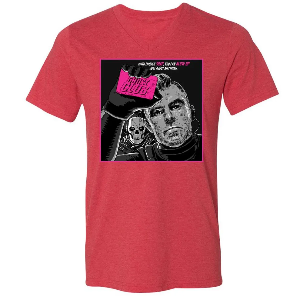 Unisex V-Neck T-Shirt - F7YR2FUA - Heather Red - 16