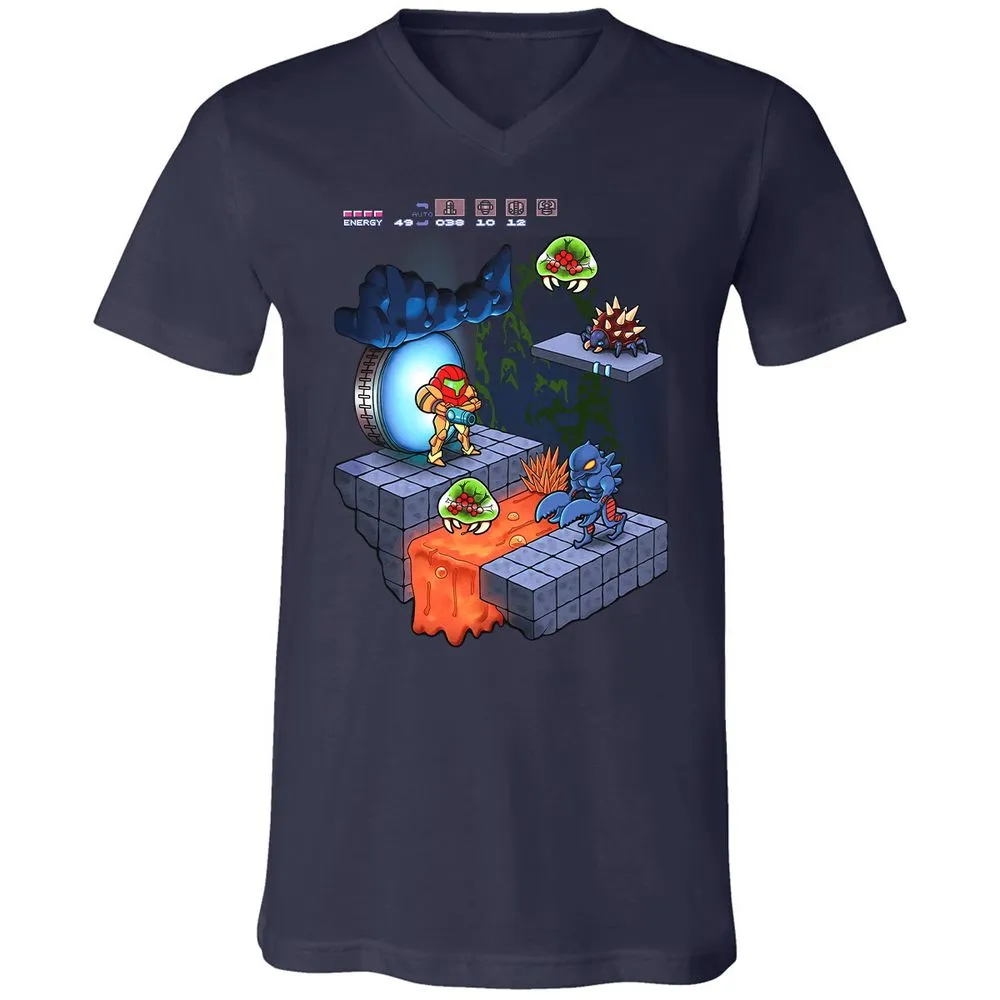 Unisex V-Neck T-Shirt - K3GPFWZM - Navy - 2