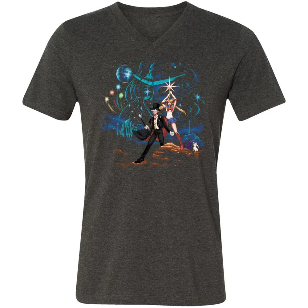 Unisex V-Neck T-Shirt - BMXNGF3E - Dark Grey Heather - 8