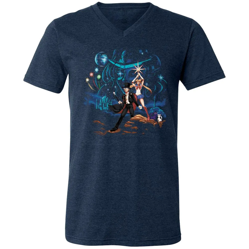 Unisex V-Neck T-Shirt - BMXNGF3E - Heather Navy - 15