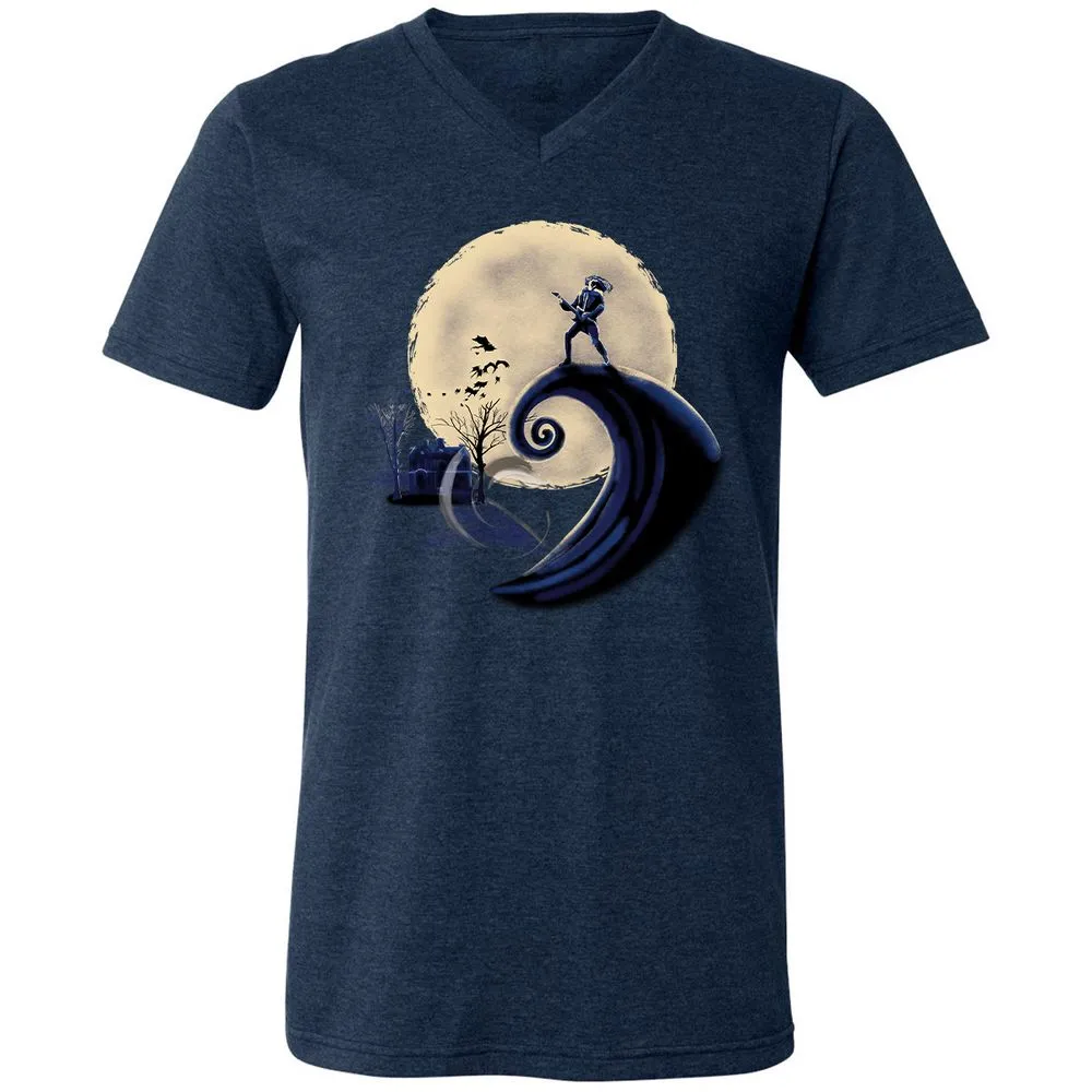 Unisex V-Neck T-Shirt - KJ6LR76A - Heather Navy - 15