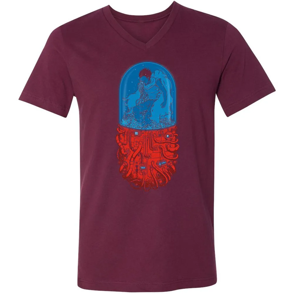 Unisex V-Neck T-Shirt - M3G8DWDT - Maroon - 6