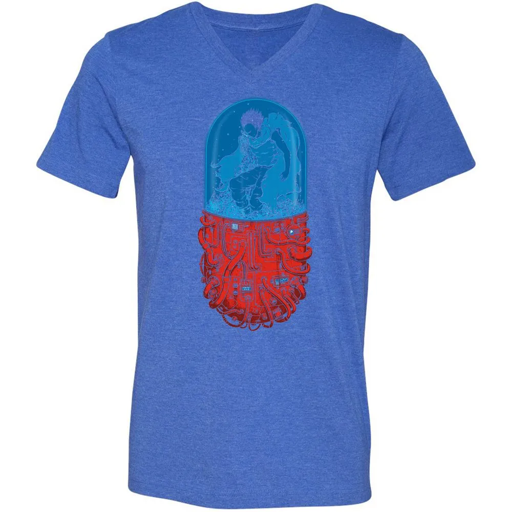 Unisex V-Neck T-Shirt - M3G8DWDT - Heather True Royal - 14