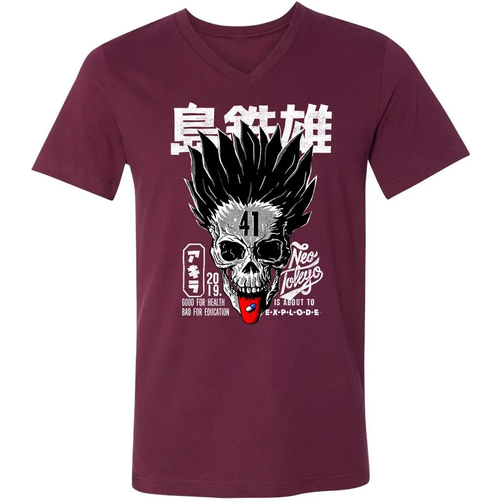 Unisex V-Neck T-Shirt - JP28EYZJ - Maroon - 6