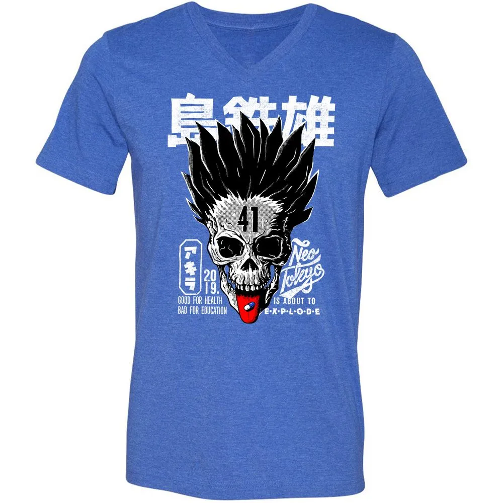 Unisex V-Neck T-Shirt - JP28EYZJ - Heather True Royal - 14