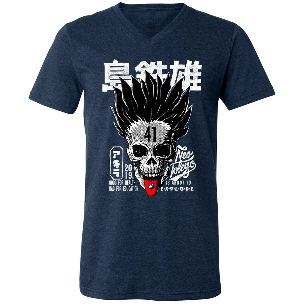 Unisex V-Neck T-Shirt - JP28EYZJ - Heather Navy - 15