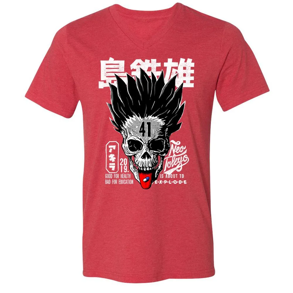 Unisex V-Neck T-Shirt - JP28EYZJ - Heather Red - 16