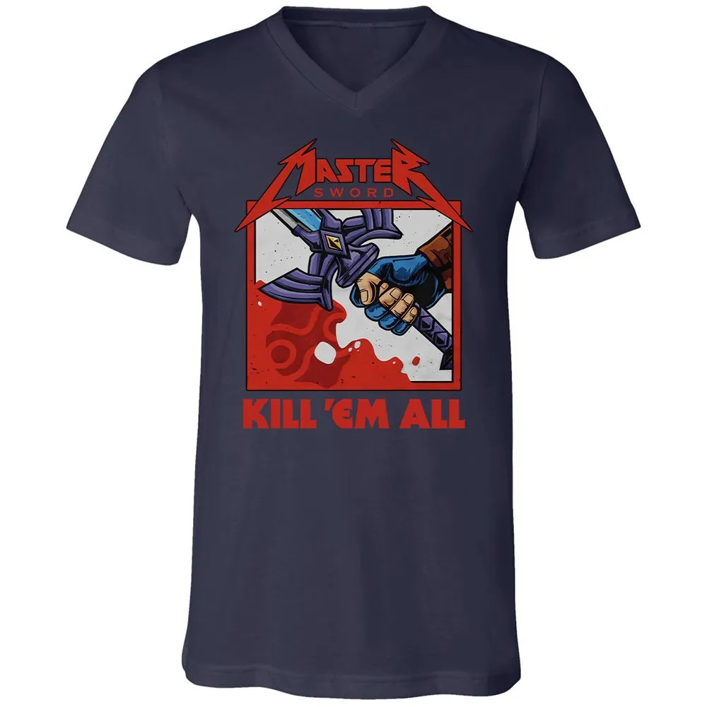 Unisex V-Neck T-Shirt - KDNRBUK7 - Navy - 2