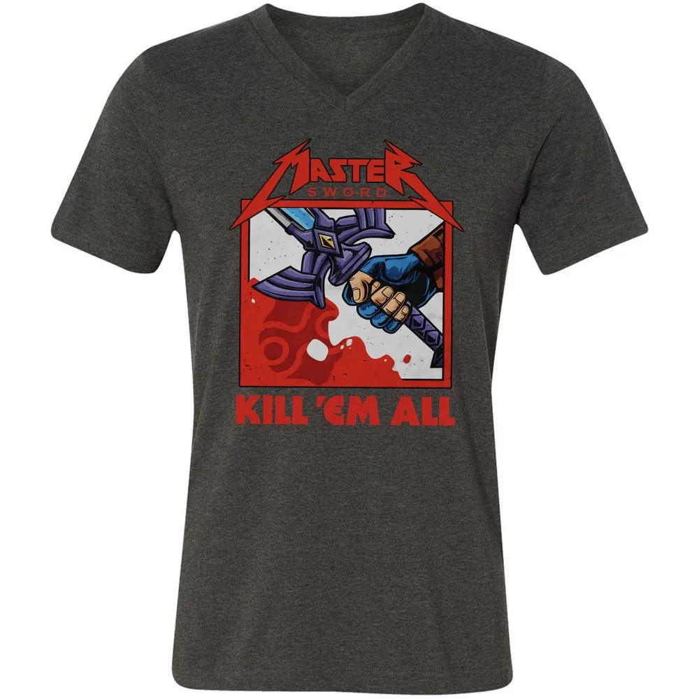 Unisex V-Neck T-Shirt - KDNRBUK7 - Dark Grey Heather - 8