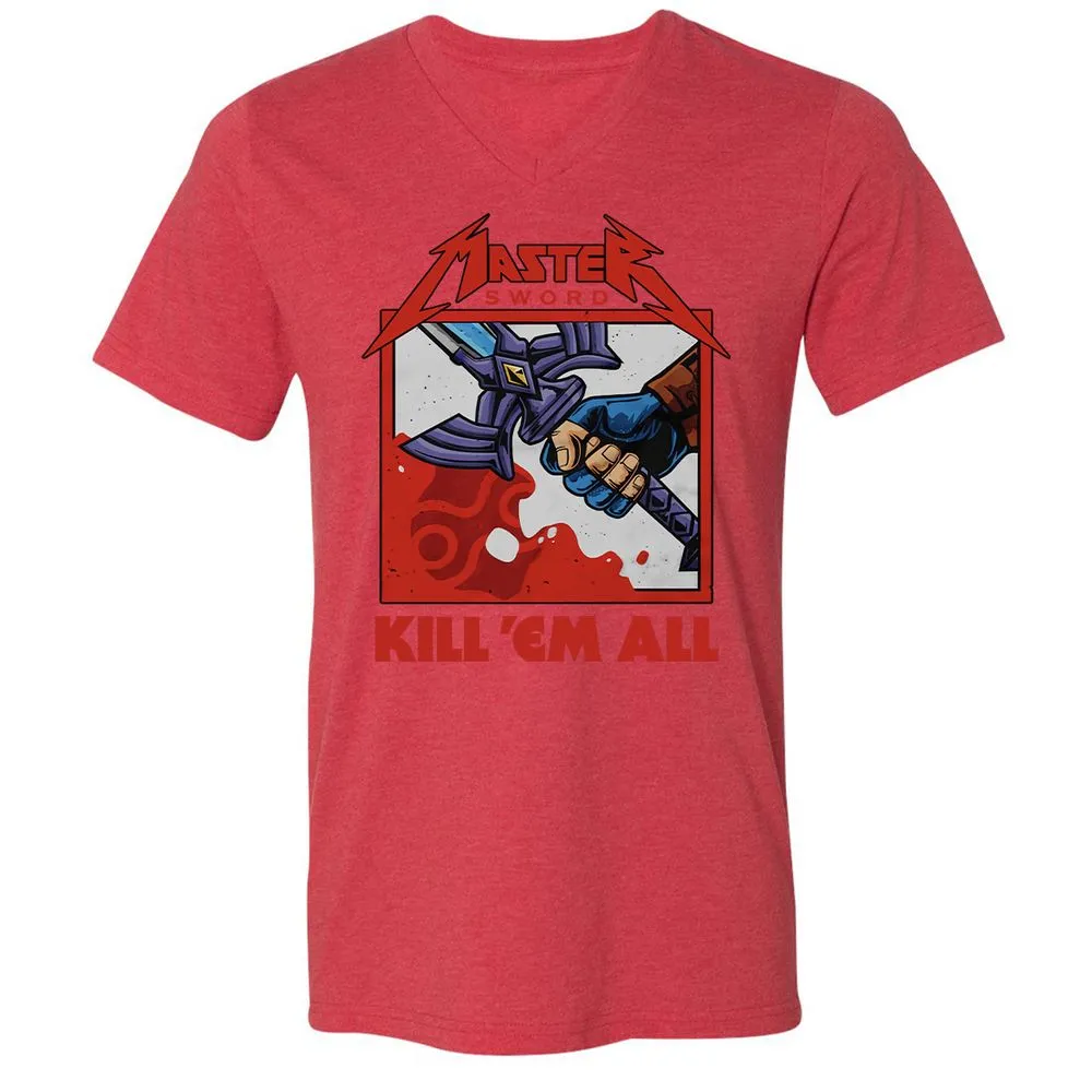 Unisex V-Neck T-Shirt - KDNRBUK7 - Heather Red - 16