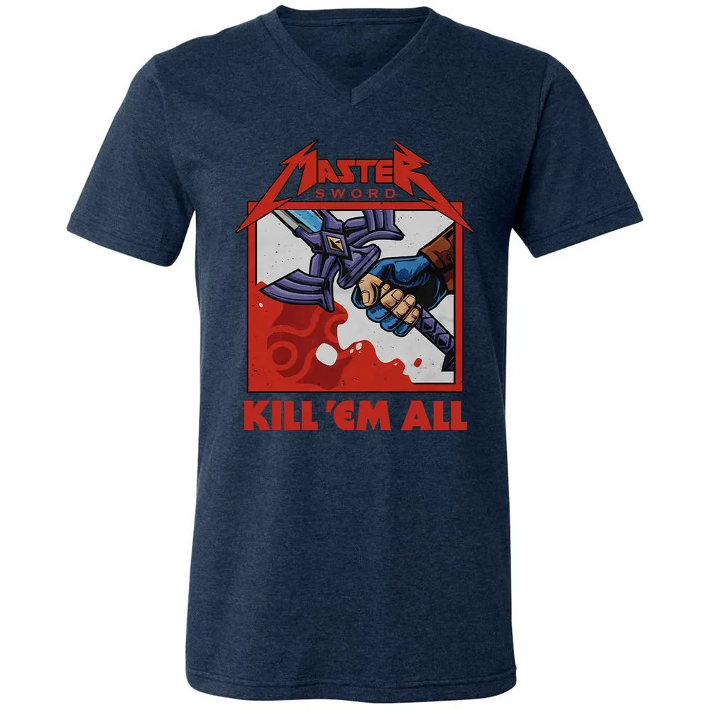 Unisex V-Neck T-Shirt - KDNRBUK7 - Heather Navy - 15