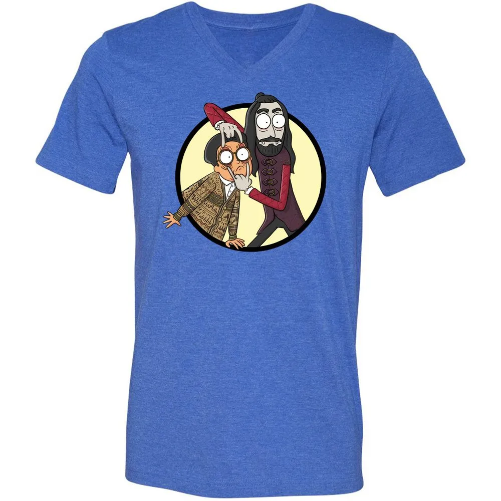 Unisex V-Neck T-Shirt - DMQHTTAG - Heather True Royal - 14