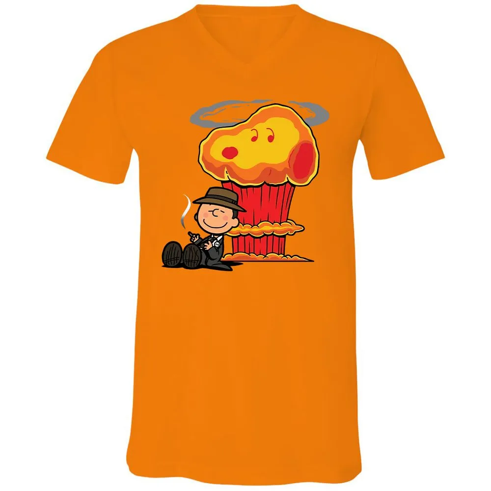 Unisex V-Neck T-Shirt - BQUSWZV5 - Orange - 11