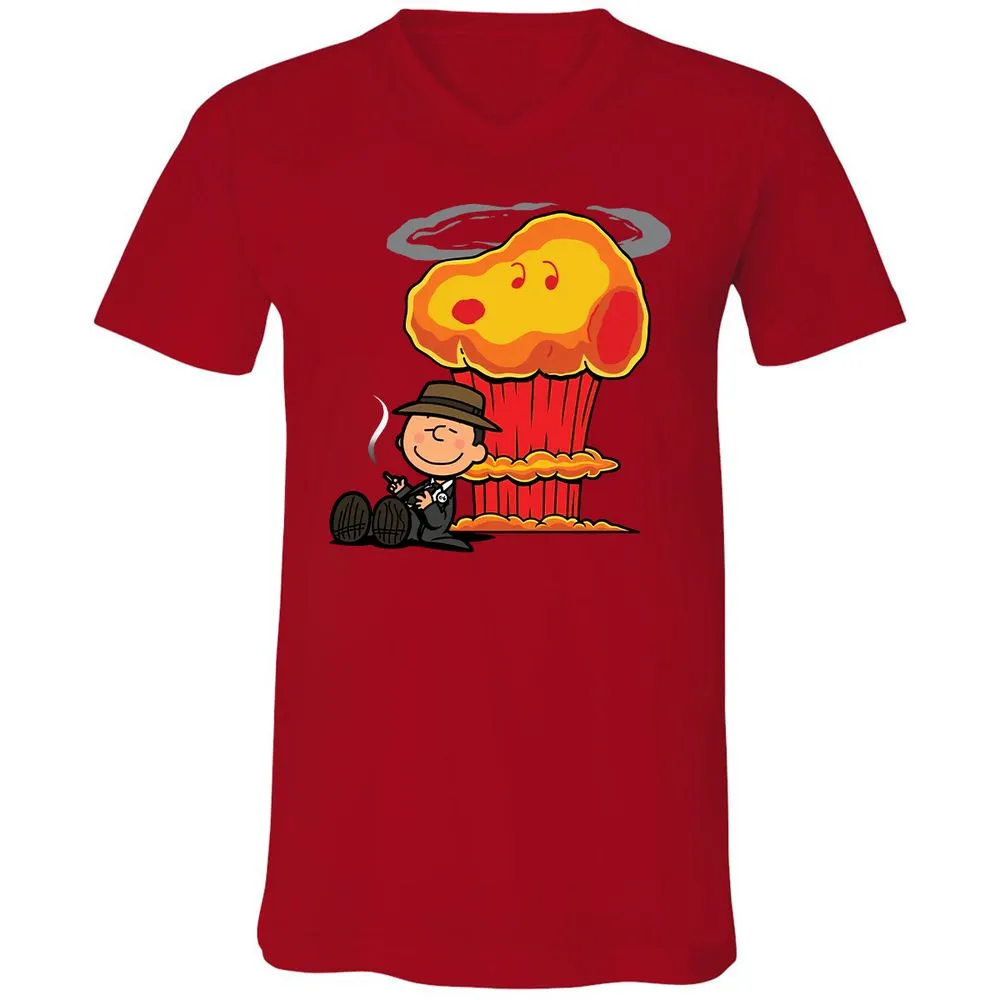 Unisex V-Neck T-Shirt - BQUSWZV5 - Red - 3