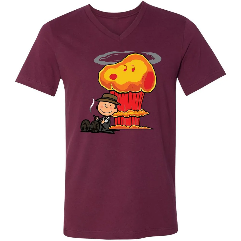 Unisex V-Neck T-Shirt - BQUSWZV5 - Maroon - 6