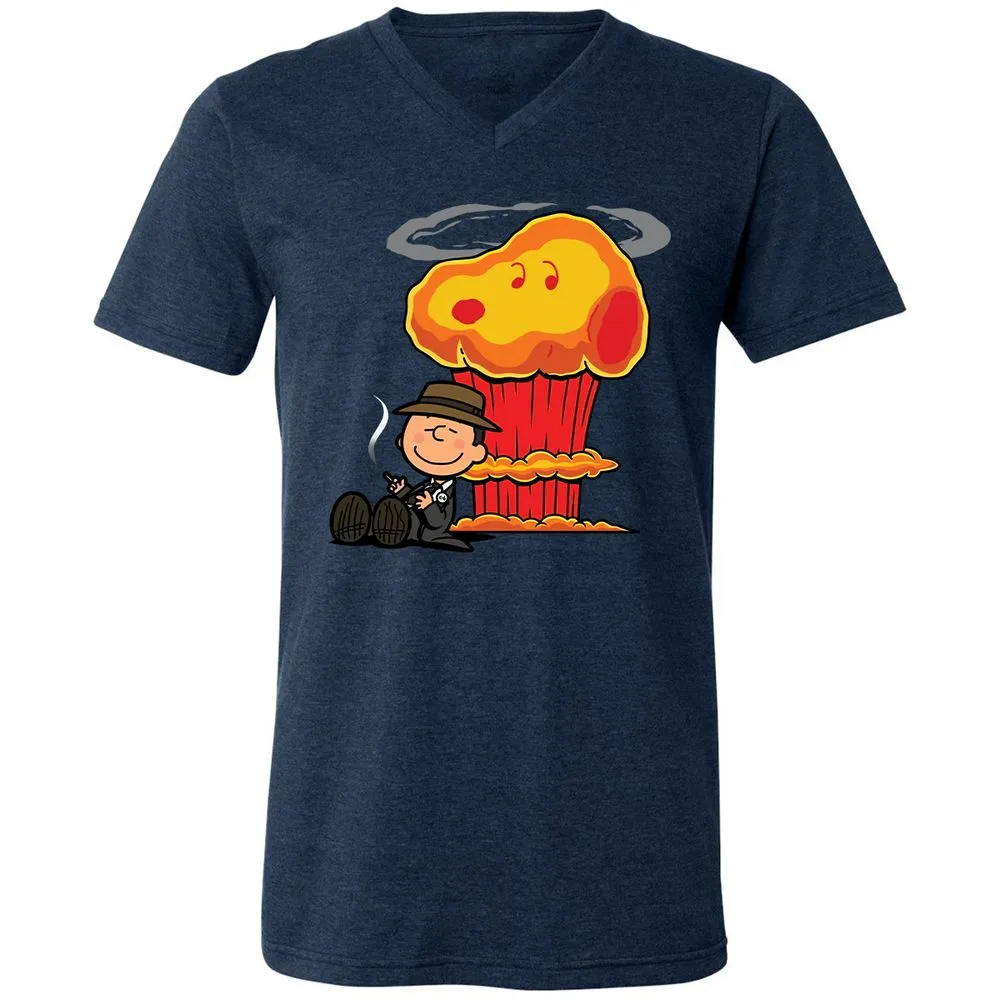 Unisex V-Neck T-Shirt - BQUSWZV5 - Heather Navy - 15