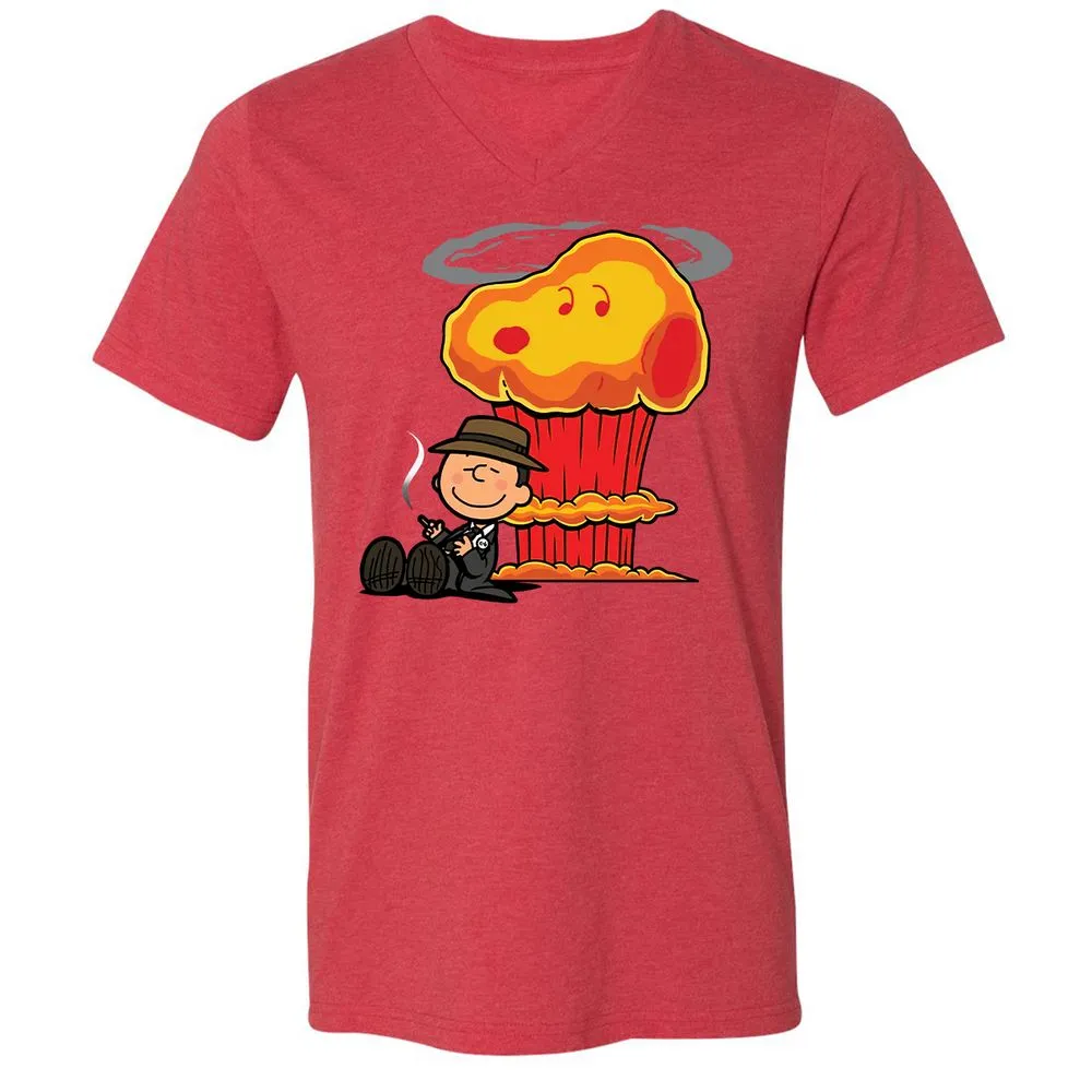 Unisex V-Neck T-Shirt - BQUSWZV5 - Heather Red - 16