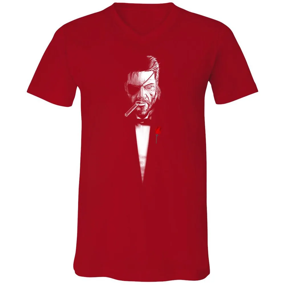 Unisex V-Neck T-Shirt - YM87UFVR - Red - 3