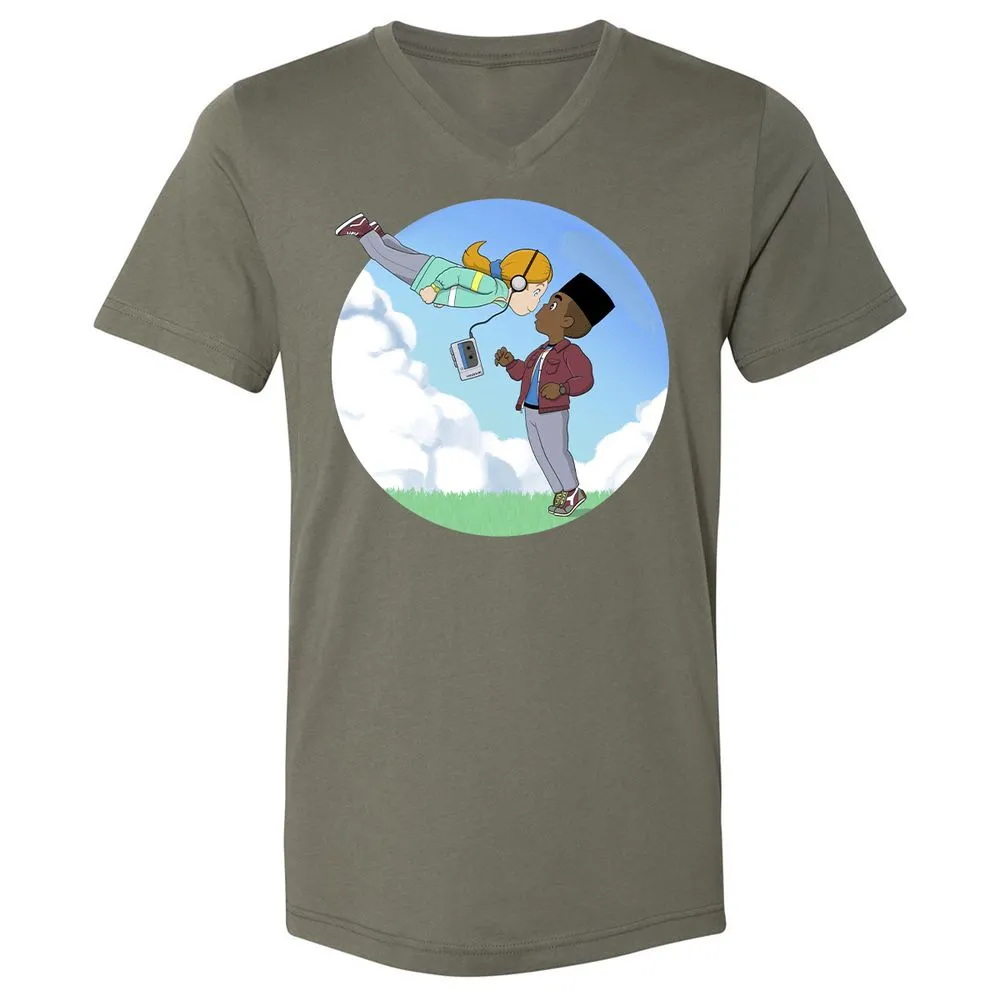 Unisex V-Neck T-Shirt - YQL1LWXH - Military Green - 10