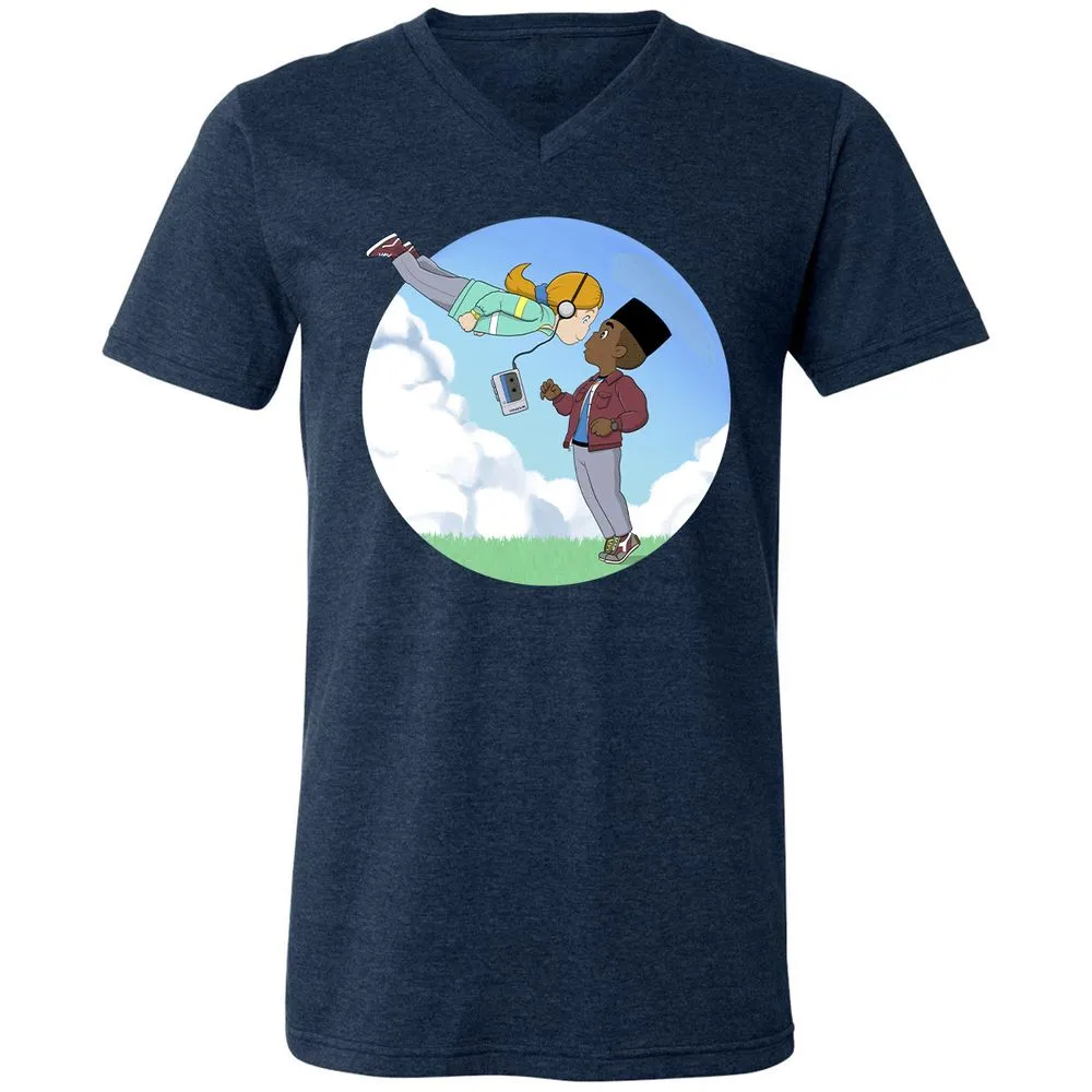 Unisex V-Neck T-Shirt - YQL1LWXH - Heather Navy - 15