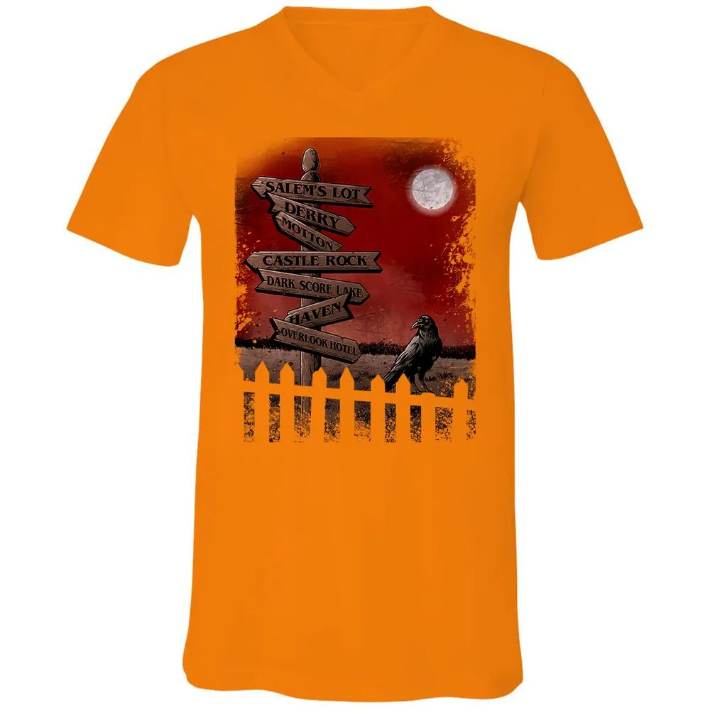 Unisex V-Neck T-Shirt - YWP7WBHF - Orange - 11