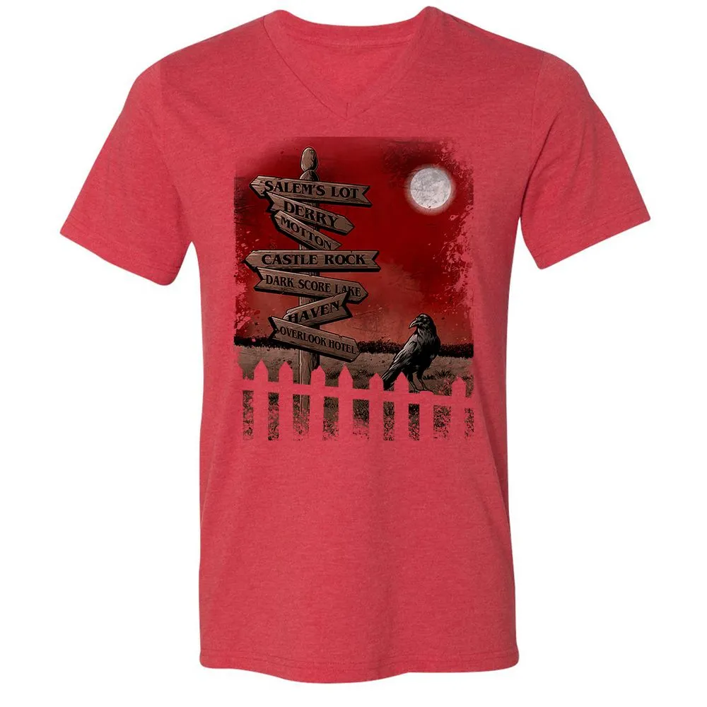 Unisex V-Neck T-Shirt - YWP7WBHF - Heather Red - 16