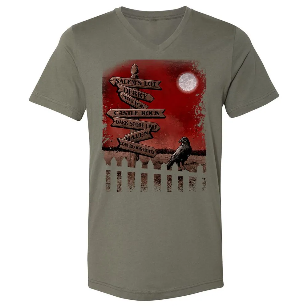 Unisex V-Neck T-Shirt - YWP7WBHF - Military Green - 10