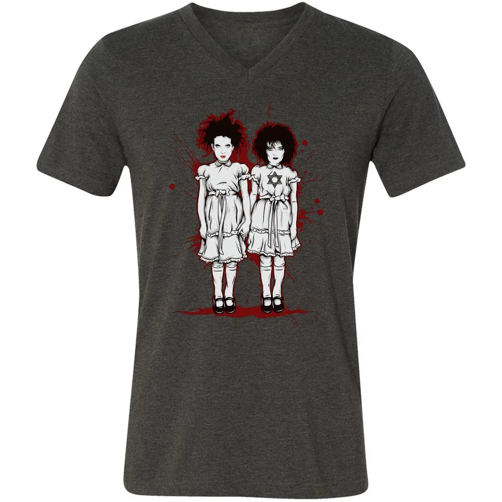Unisex V-Neck T-Shirt - S1FPTWRP - Dark Grey Heather - 8