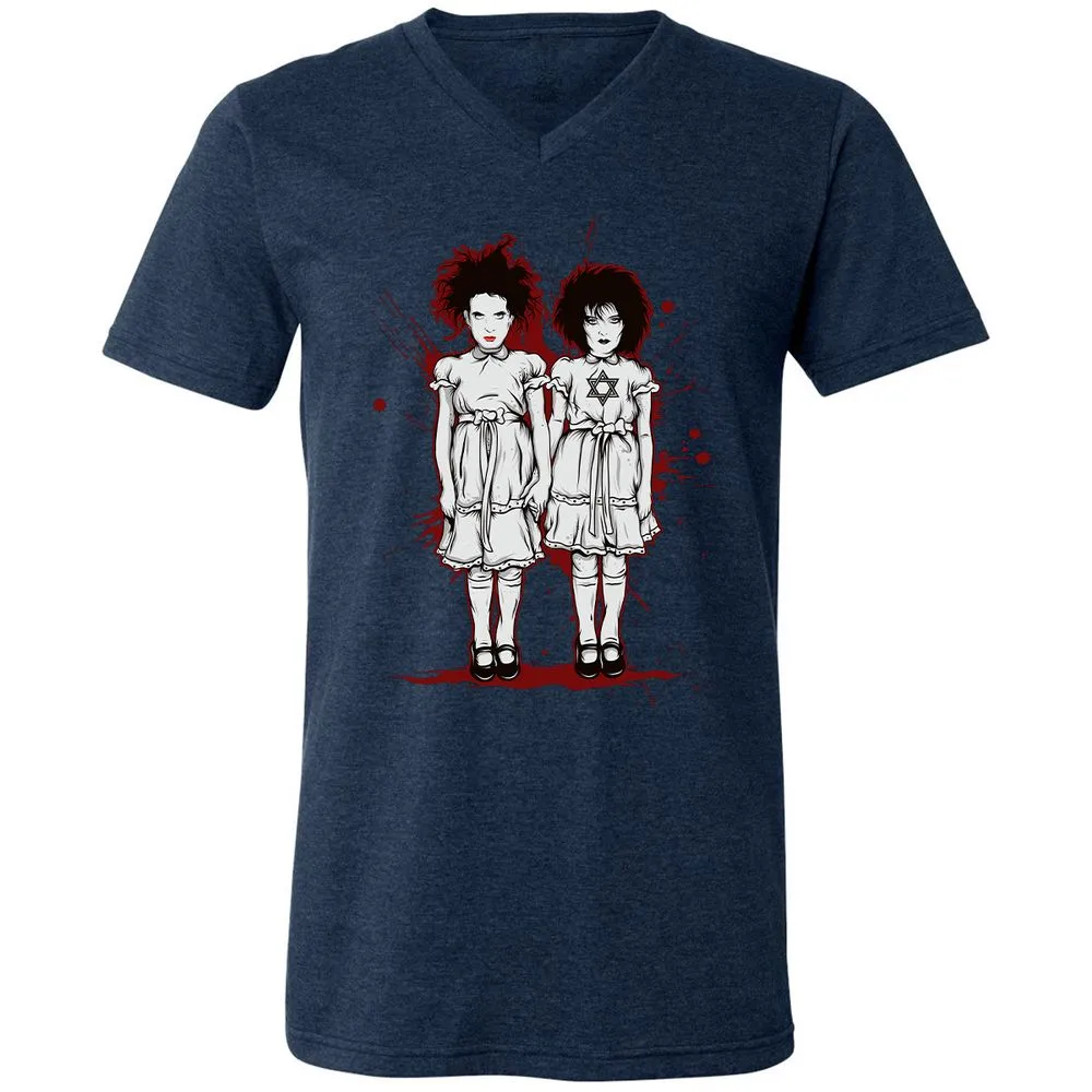 Unisex V-Neck T-Shirt - S1FPTWRP - Heather Navy - 15