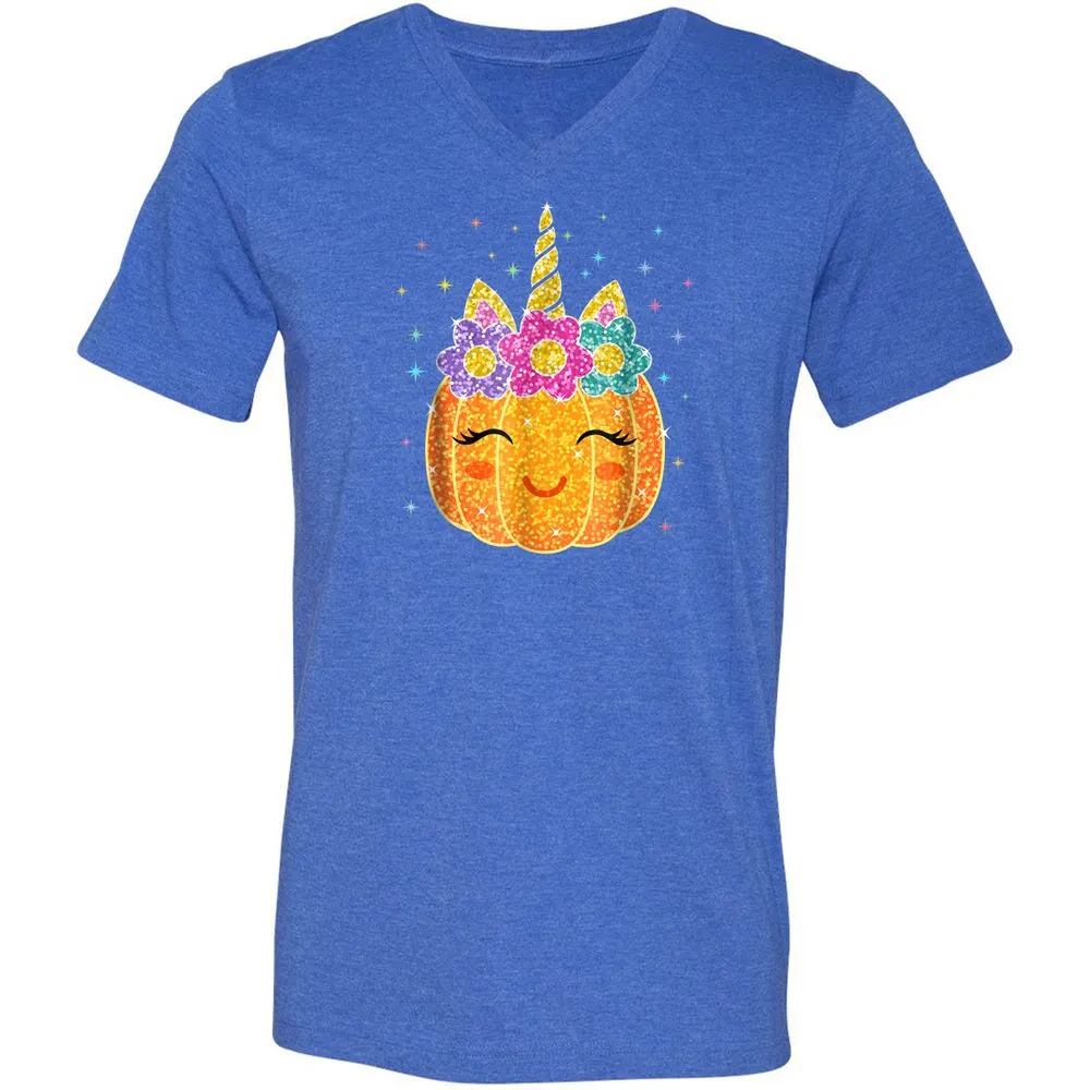 Unisex V-Neck T-Shirt - CXSYV6V6 - Heather True Royal - 14