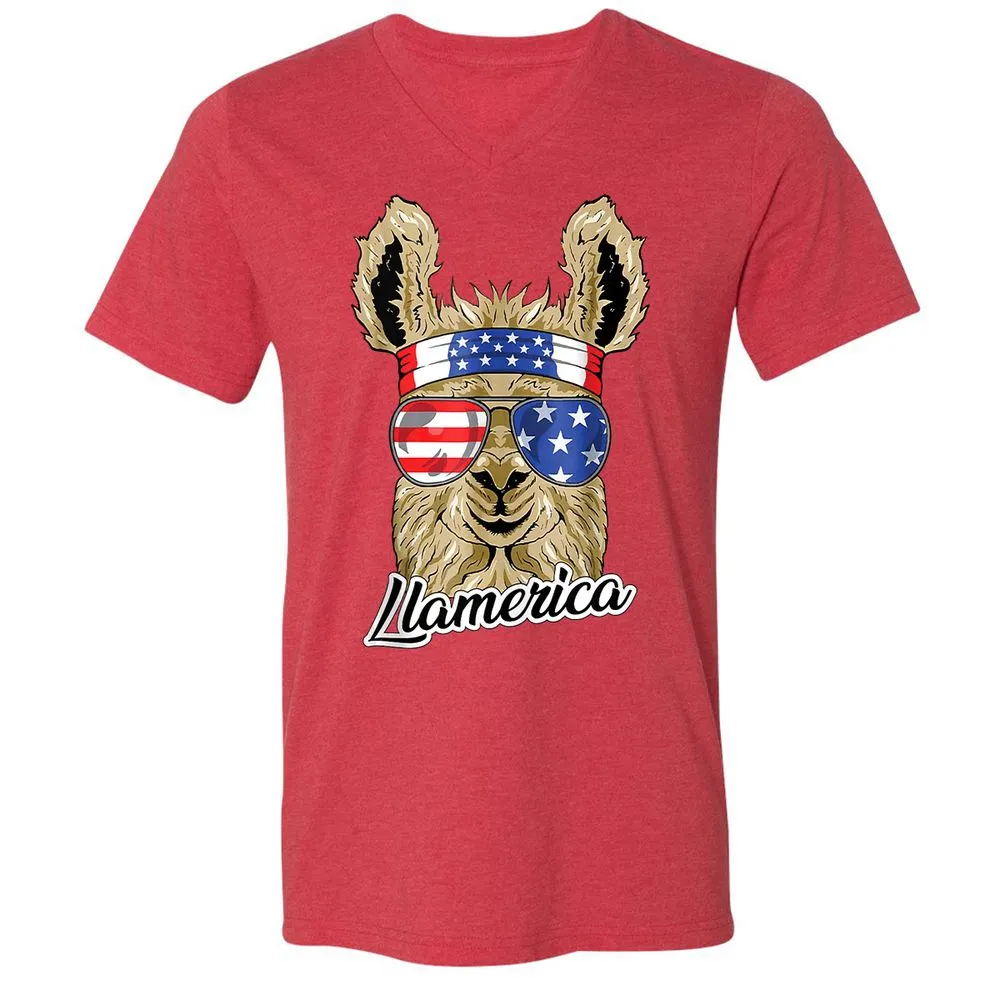 Unisex V-Neck T-Shirt - ZY4XCZ3M - Heather Red - 16