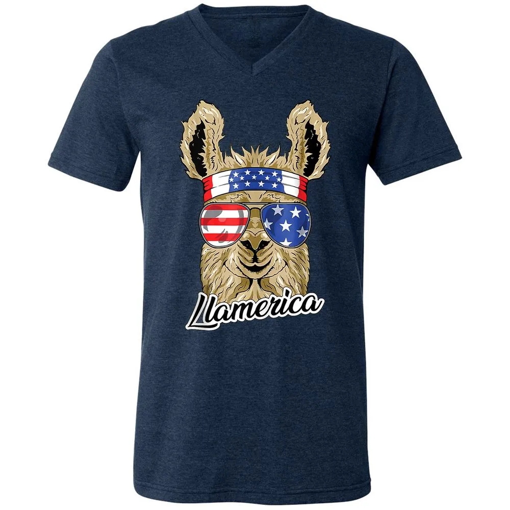 Unisex V-Neck T-Shirt - ZY4XCZ3M - Heather Navy - 15