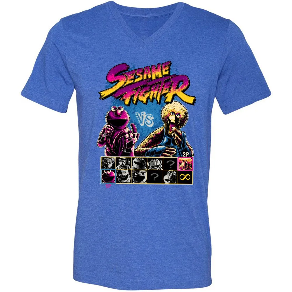 Unisex V-Neck T-Shirt - 5S7QX2KP - Heather True Royal - 14