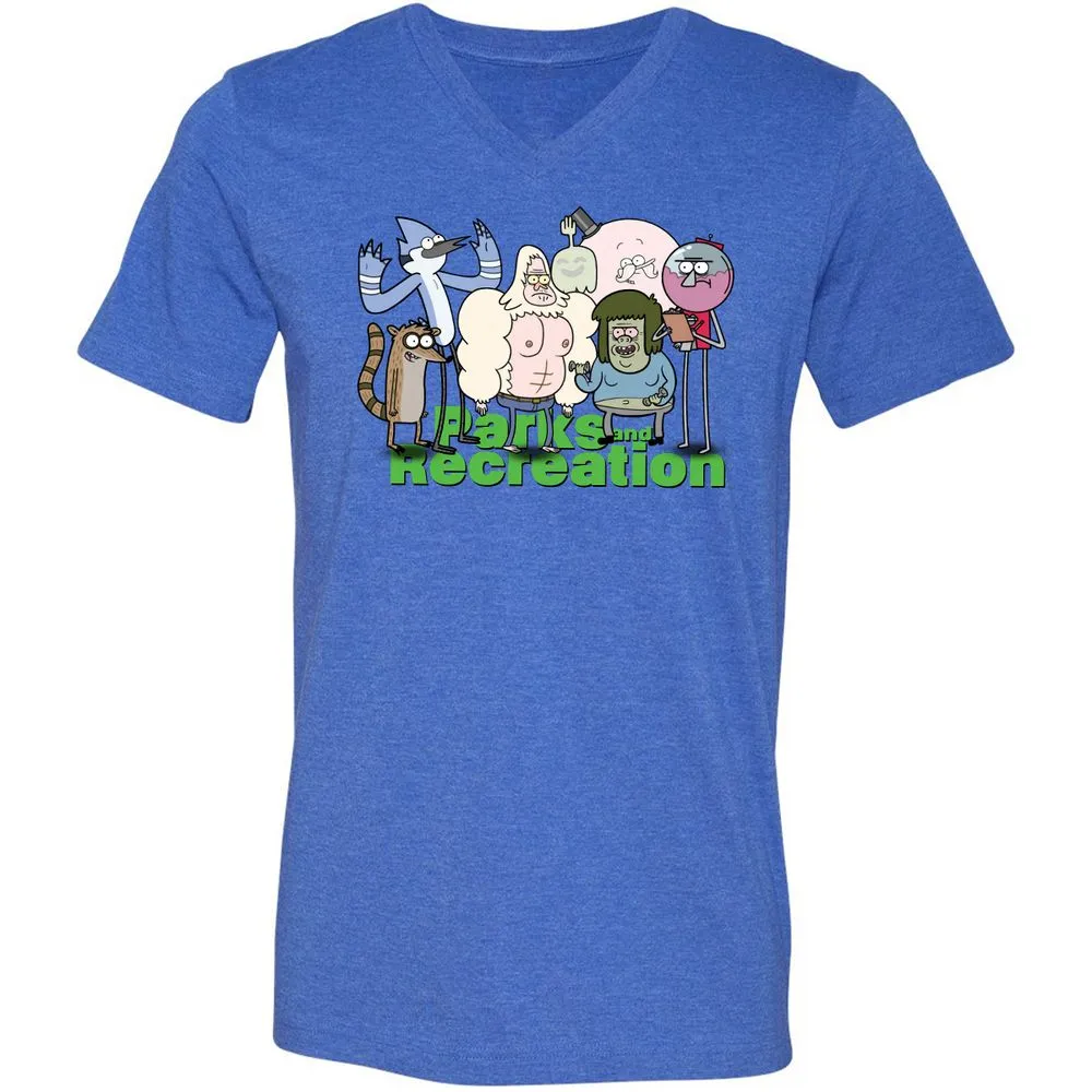 Unisex V-Neck T-Shirt - NX5JD1PC - Heather True Royal - 14