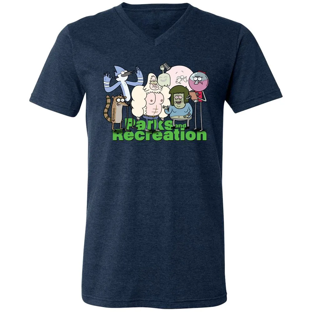 Unisex V-Neck T-Shirt - NX5JD1PC - Heather Navy - 15