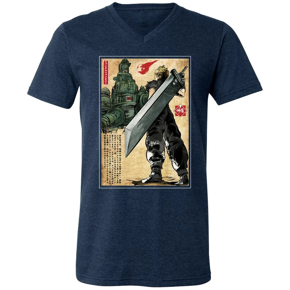 Unisex V-Neck T-Shirt - JKP136ZV - Heather Navy - 15