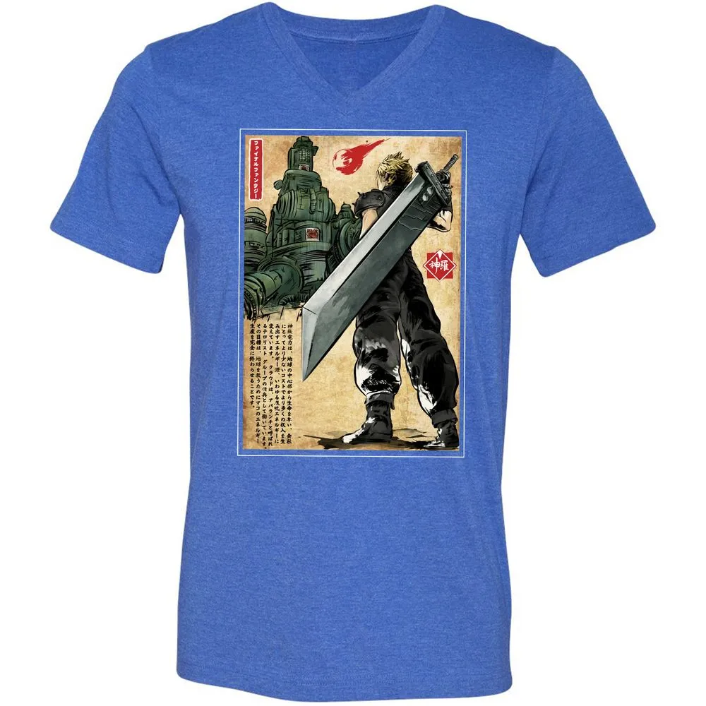 Unisex V-Neck T-Shirt - JKP136ZV - Heather True Royal - 14