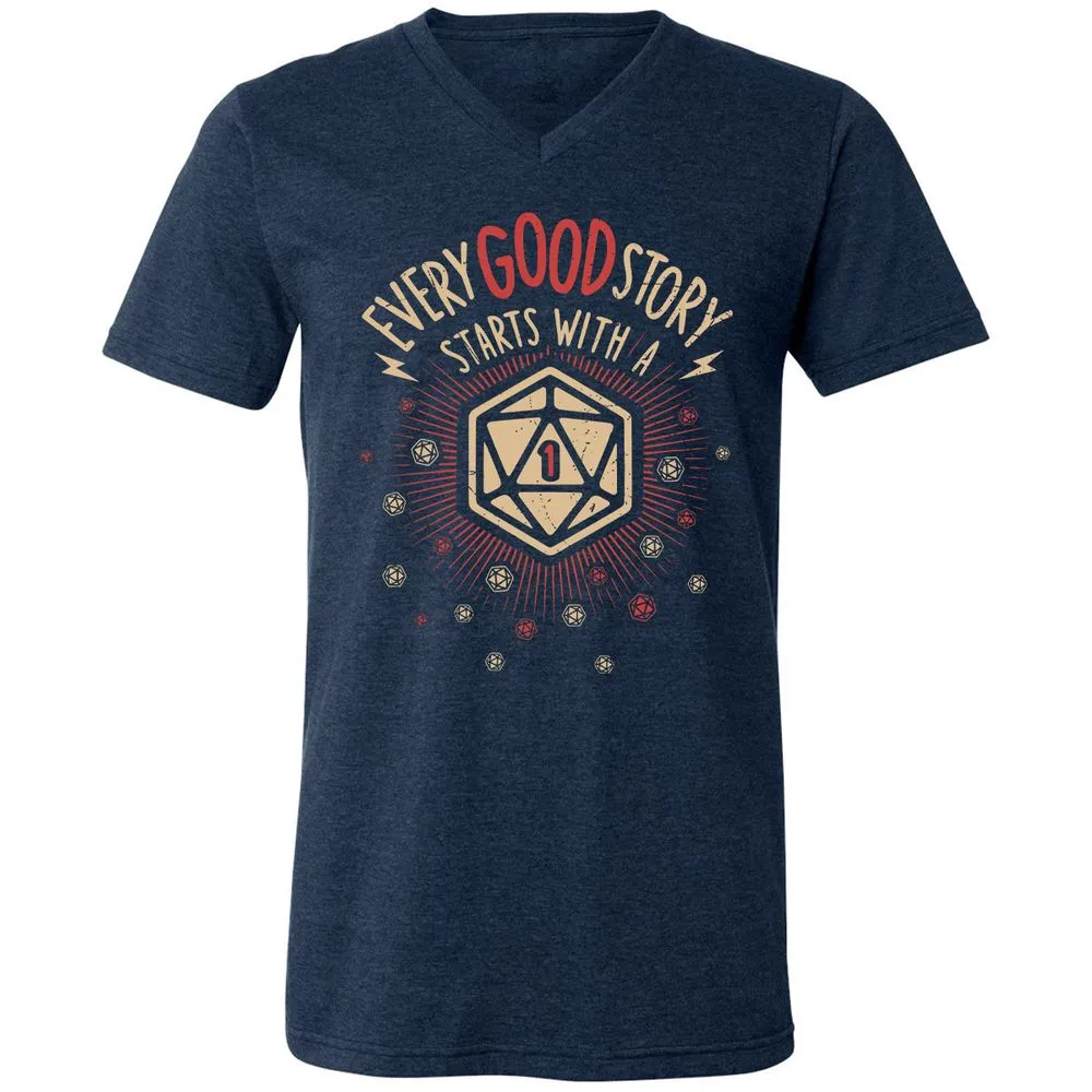 Unisex V-Neck T-Shirt - 4G42YFBF - Heather Navy - 15