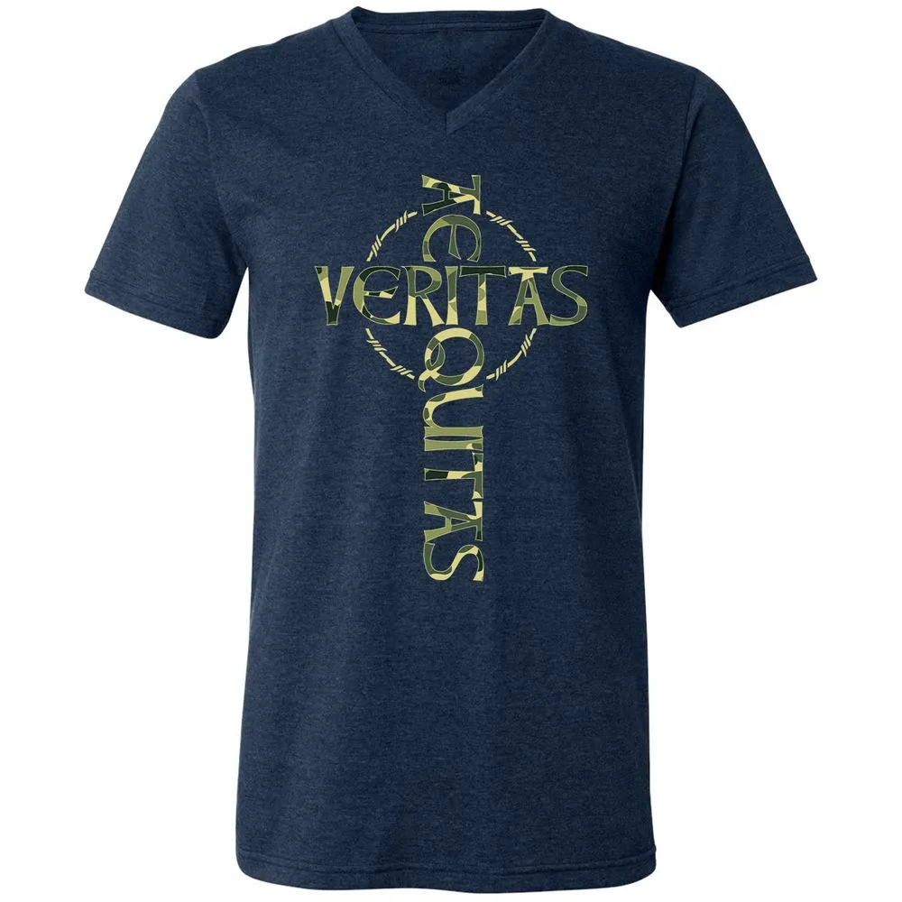 Unisex V-Neck T-Shirt - 9QBZ5HFV - Heather Navy - 15