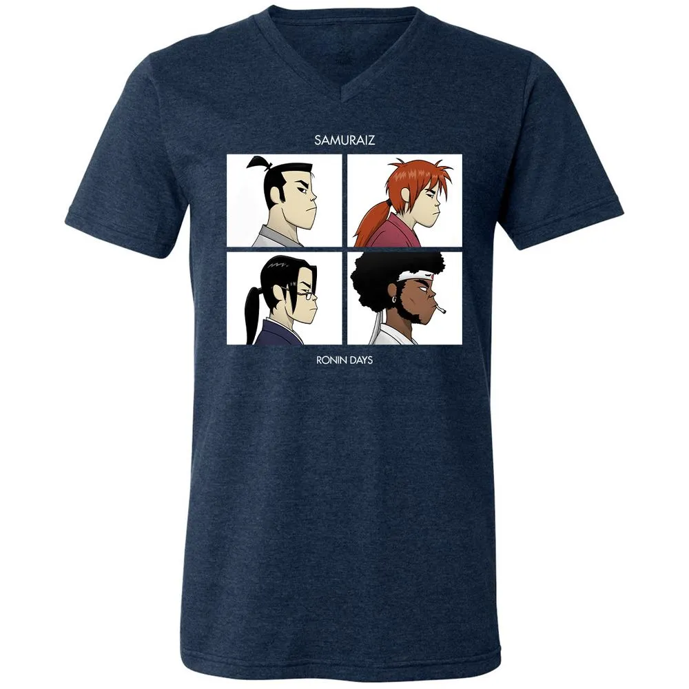 Unisex V-Neck T-Shirt - XFWR5DR4 - Heather Navy - 15