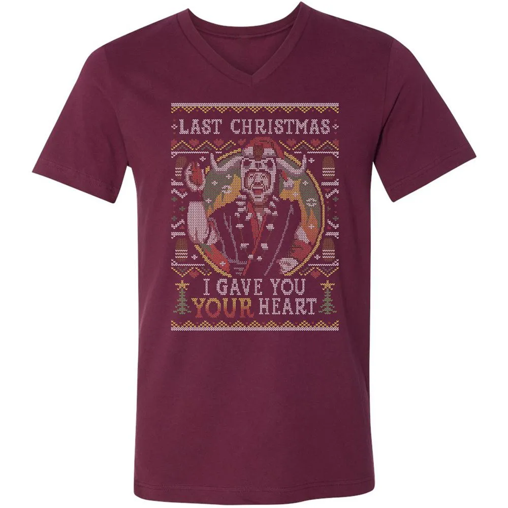 Unisex V-Neck T-Shirt - RPYBKFFG - Maroon - 6