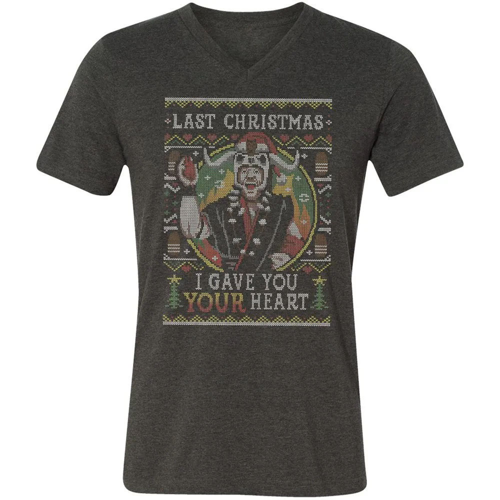 Unisex V-Neck T-Shirt - RPYBKFFG - Dark Grey Heather - 8