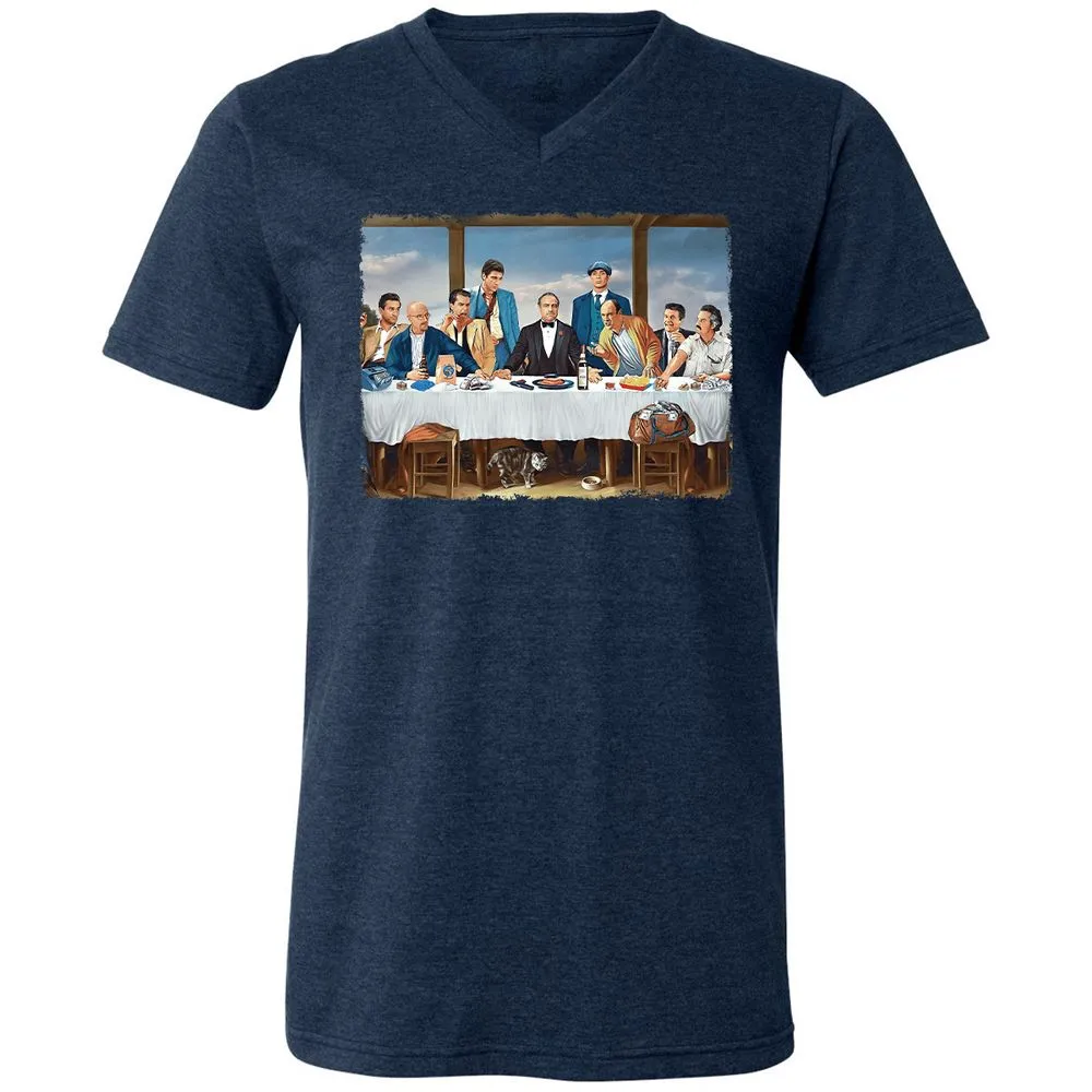 Unisex V-Neck T-Shirt - F6Y2ZLEL - Heather Navy - 15